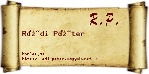 Rádi Péter névjegykártya